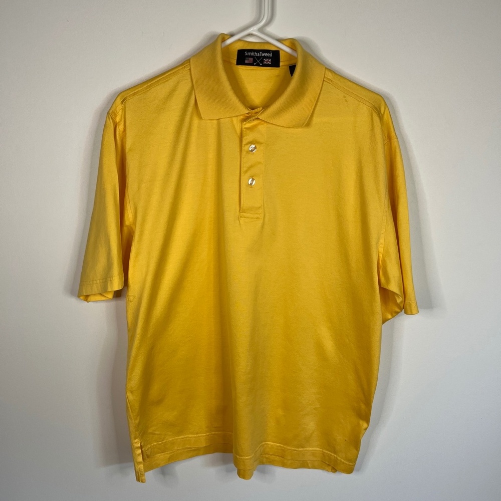 Smith & Tweed Men's Polo Shirt Sz M Yellow 100% Pima cotton EUC